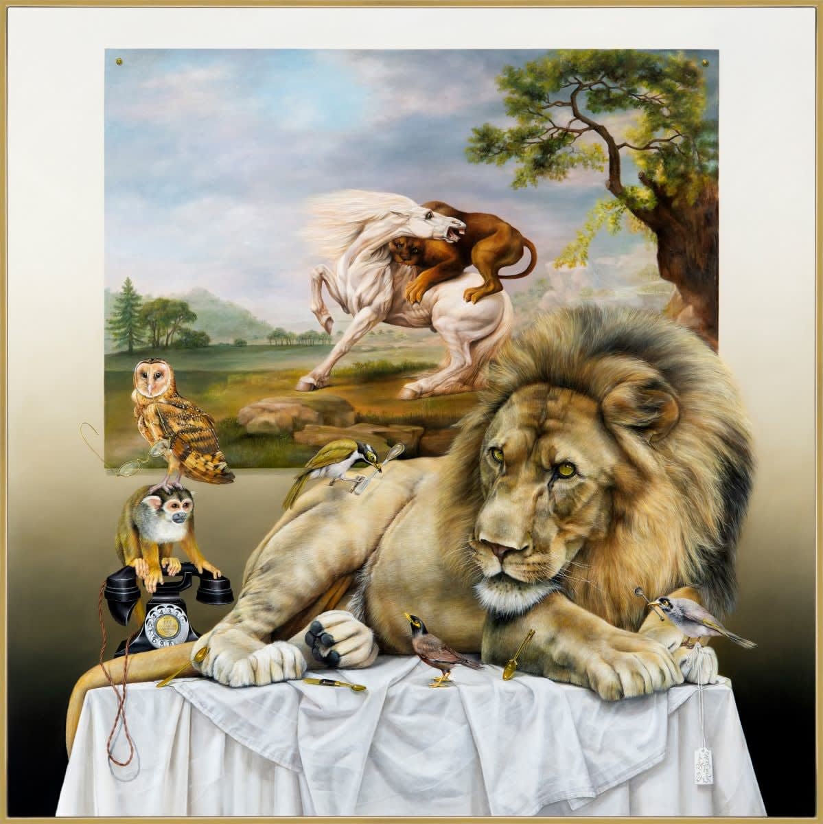 Kate Bergin, Contemplating the Sublime & the Beautiful, (Featuring George Stubbs', 'Lion Attacking Horse' C.1765), 2021