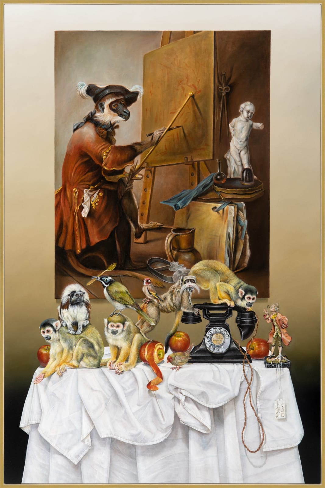 Kate Bergin, Monkey Business (Featuring Jean Baptiste Simeon Chardin’s The Monkey Painter, 1740), 2023