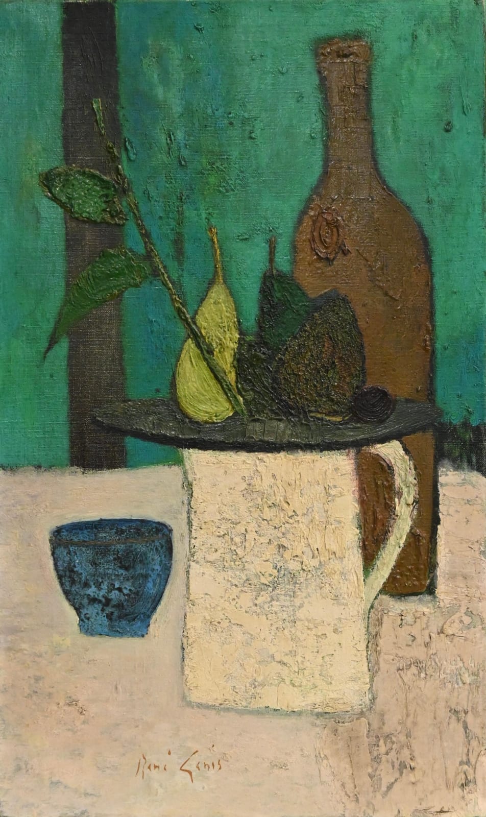 René GENIS, Nature morte au fond vert, 1965