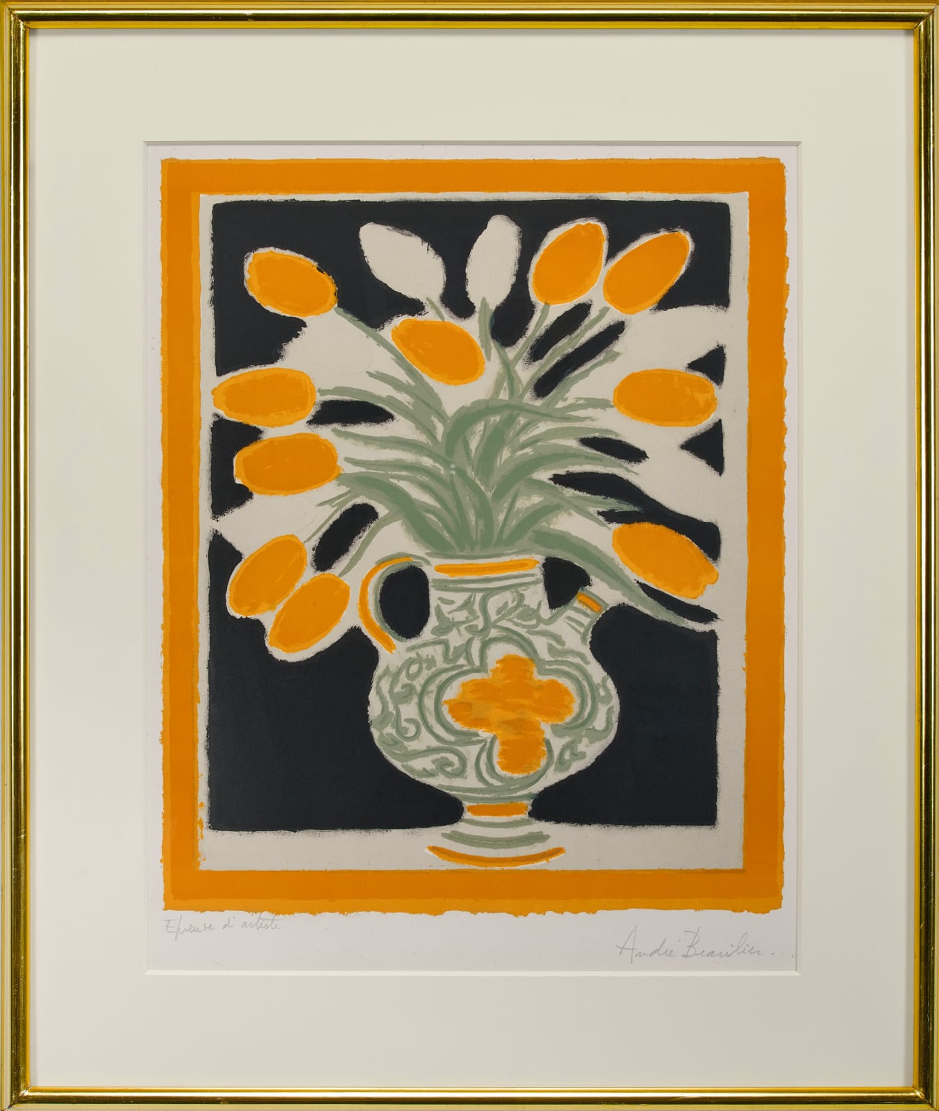 André BRASILIER, Bouquet de tulipes, c. 1970