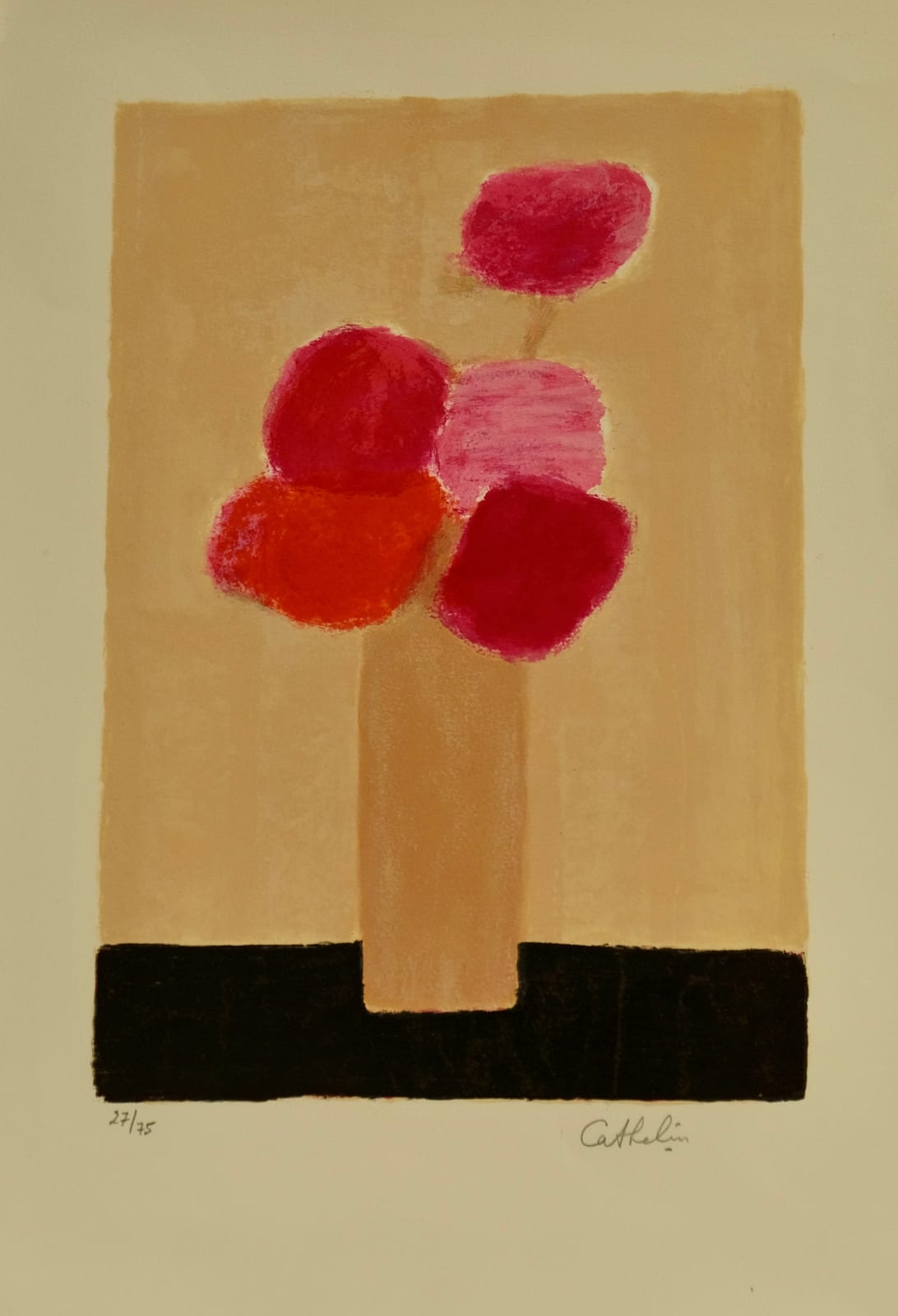 Bernard CATHELIN, Bouquet of five pink flowers, 2001