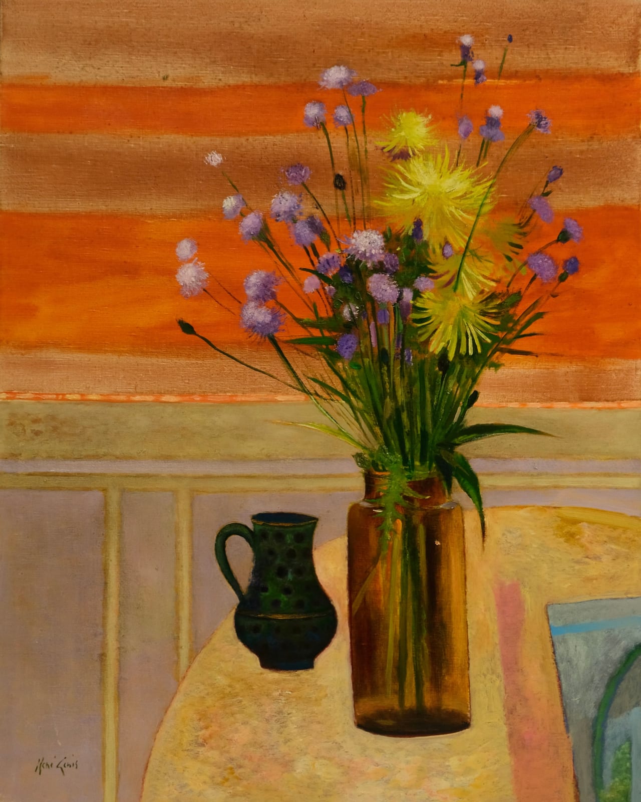 René GENIS, Grand bouquet violet-jaune, 1994