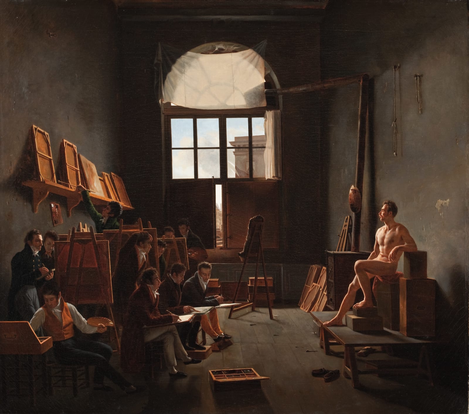 Léon-Mathieu Cochereau, The Studio of Jacques-Louis David, 1814