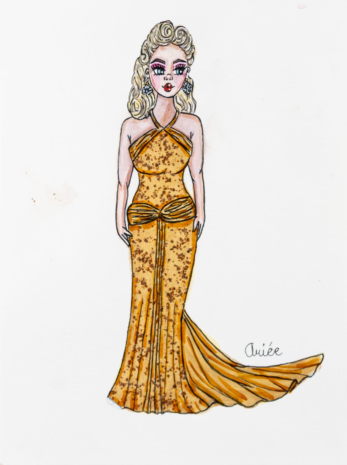 Ariée, Gigi Hadid in 40's Glittering Gold Miu Miu Gown at the Met Gala, 2025