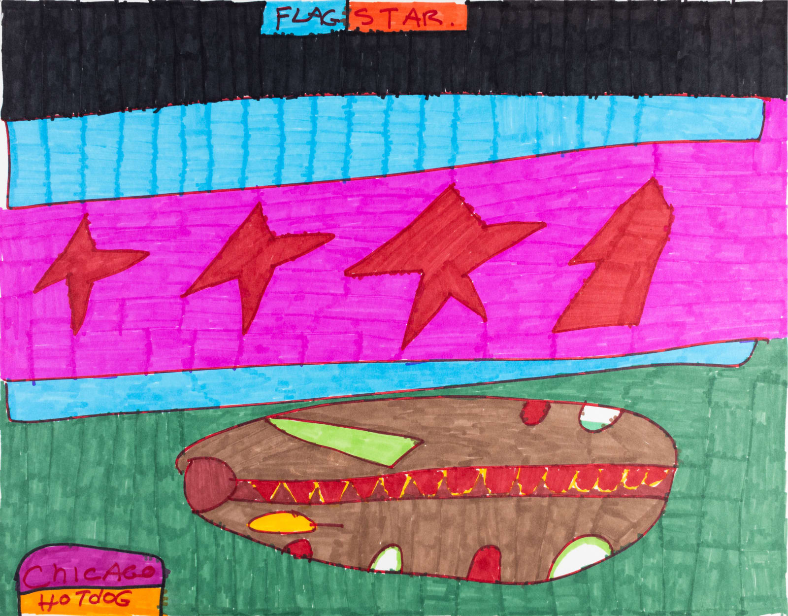 Maria Vanik, Flag, Star, Chicago Hot Dog, 2021