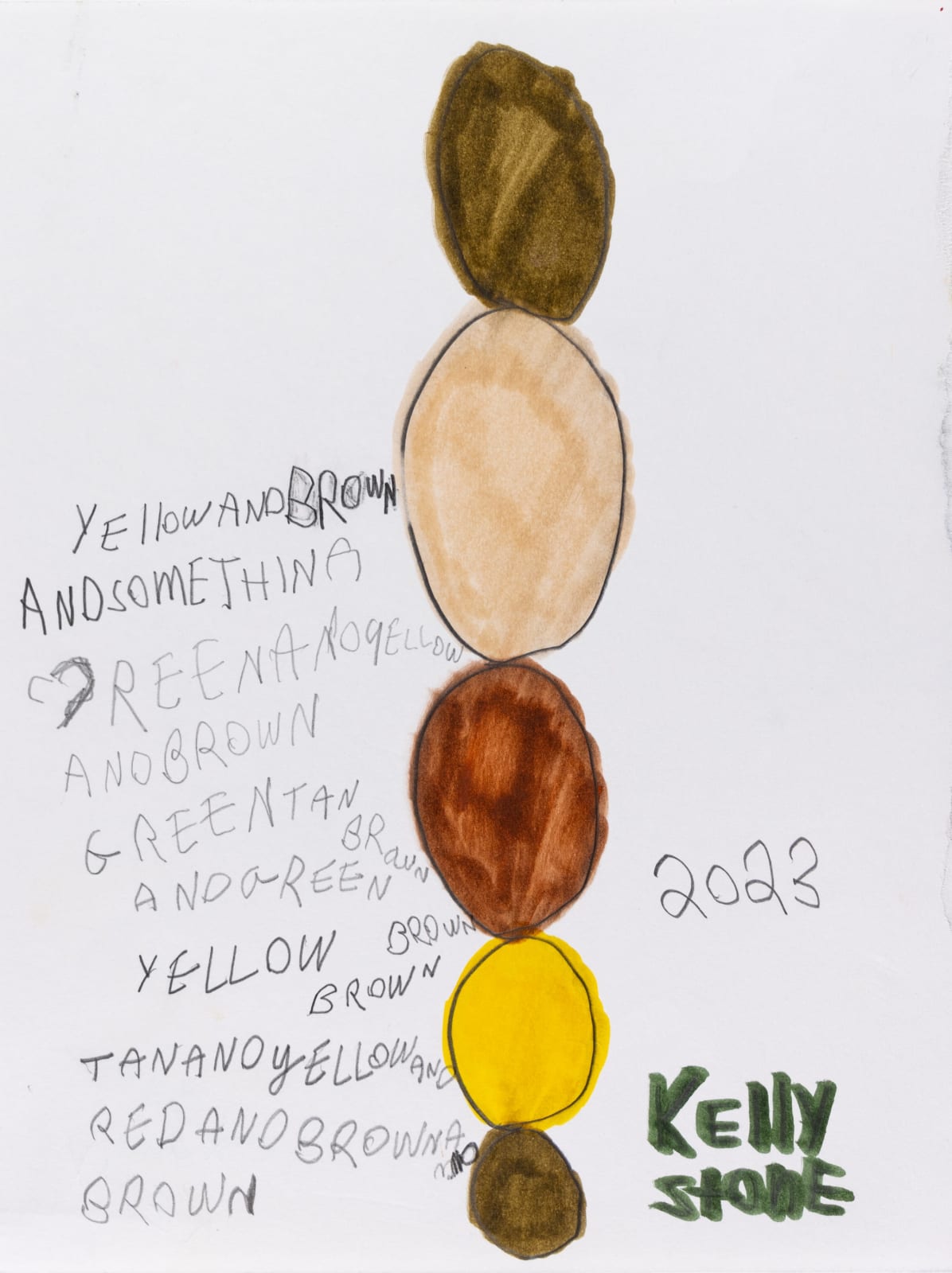 Kelly Stone, Untitled (Yellow and brown and something – Stack of Circles), 2023