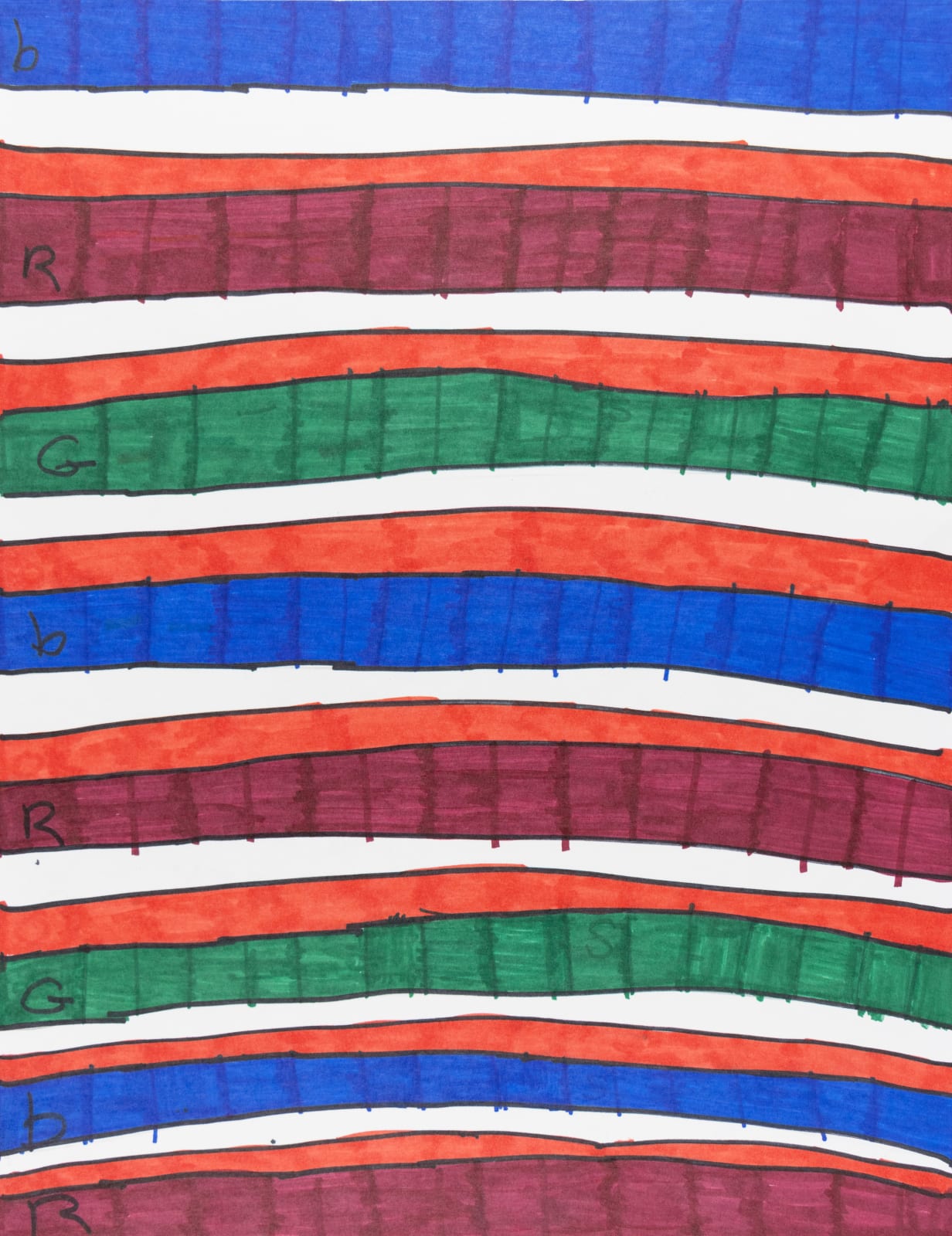 Maria Vanik, American Flags and Orange Blue and Red and Green Stripes, 2024