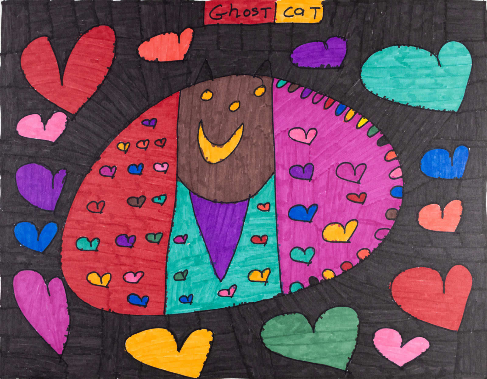 Maria Vanik, Heart Rainbow Ghost Cat, 2023