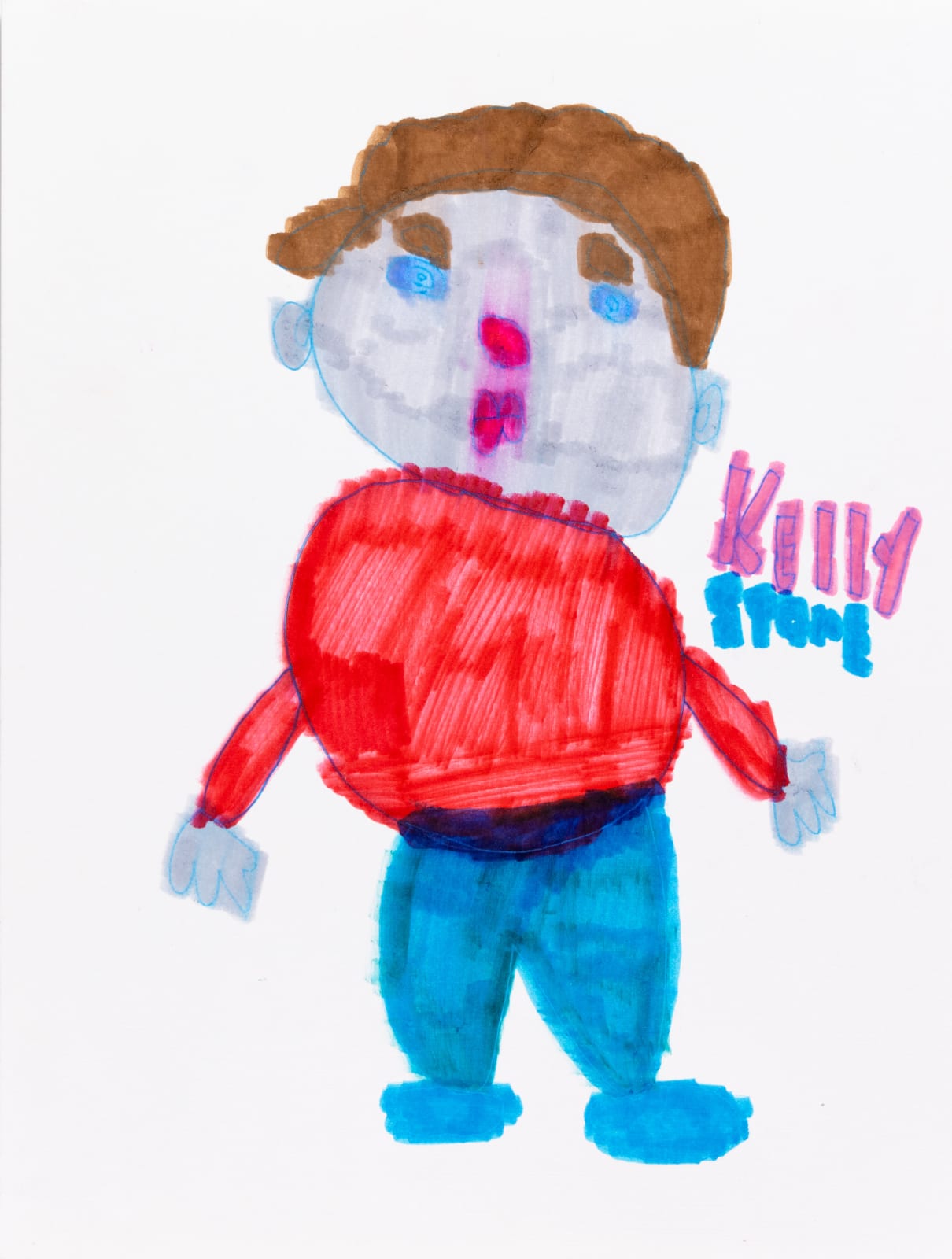 Kelly Stone, A Boy, Red and Blue and Brown, 2023