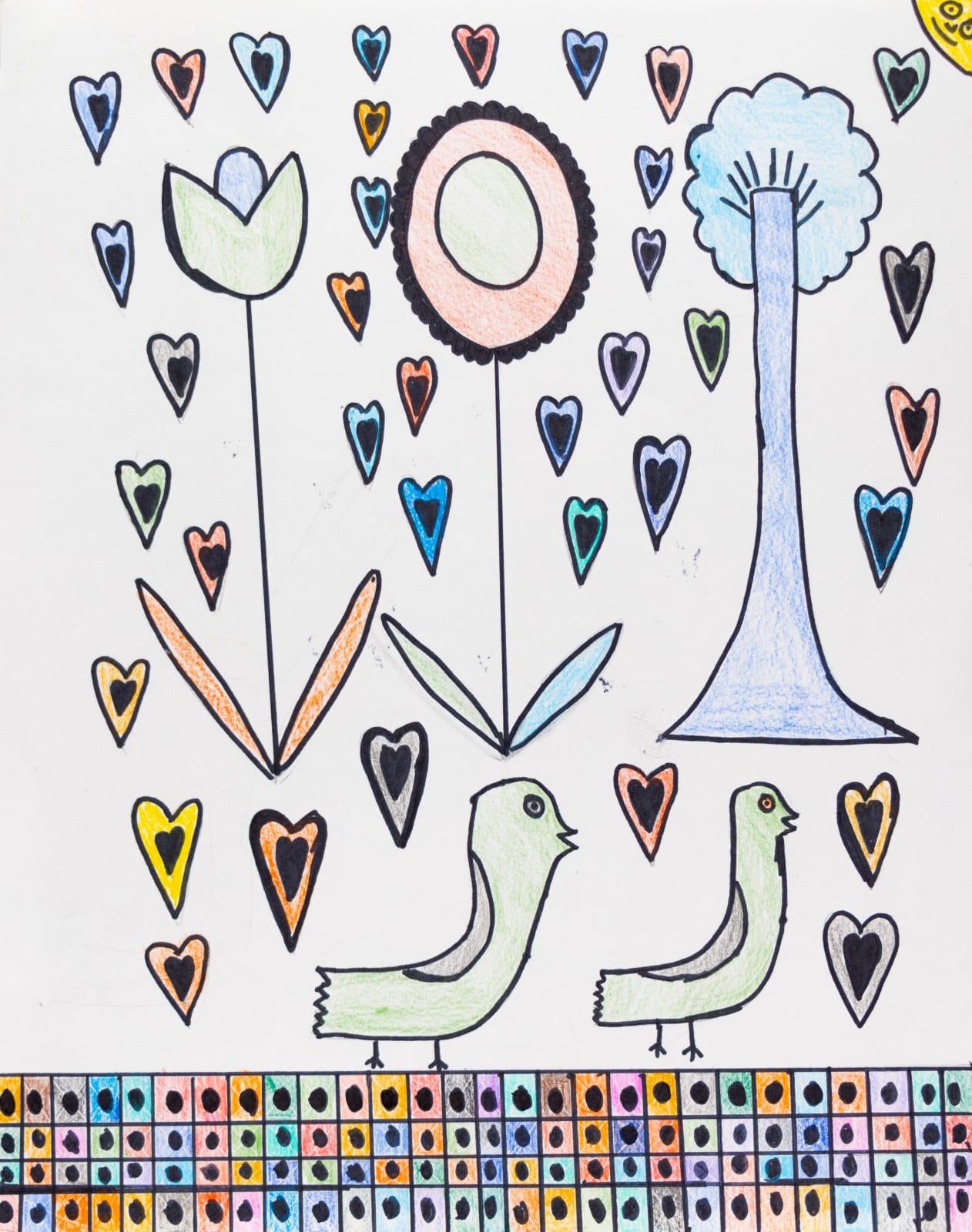 Stefan Harhaj, Sunflower + Tree + Hearts + Sun, 2021