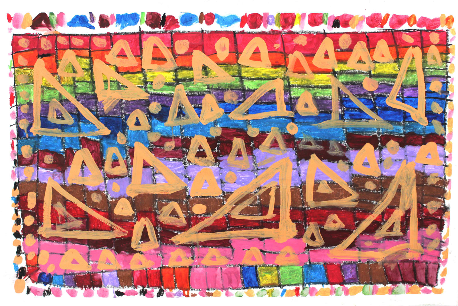 Marcus Imani Kennedy, Big Colored Rug Art Design and Dots, 2021