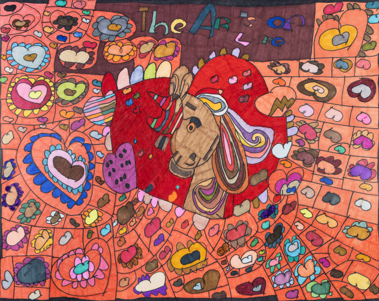 Maria Vanik, Unicorn and Horse Hearts and Rainbow Colors, 2025
