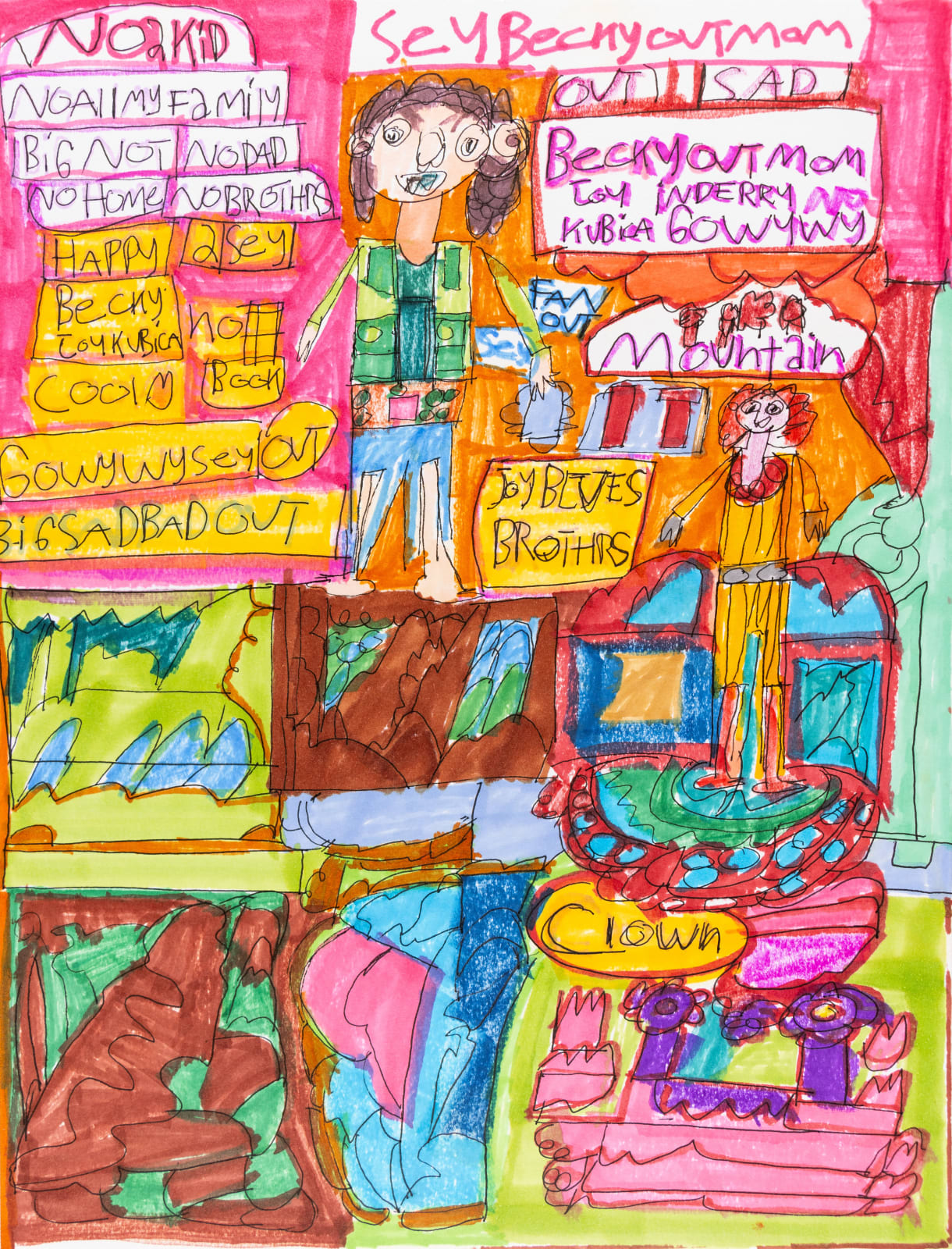 Rebecca Kubica, "No Kills, No Family, Big Not, No Dad, No Home, No Brothers, Happy 2 Sey, Becky Joy Killbird...