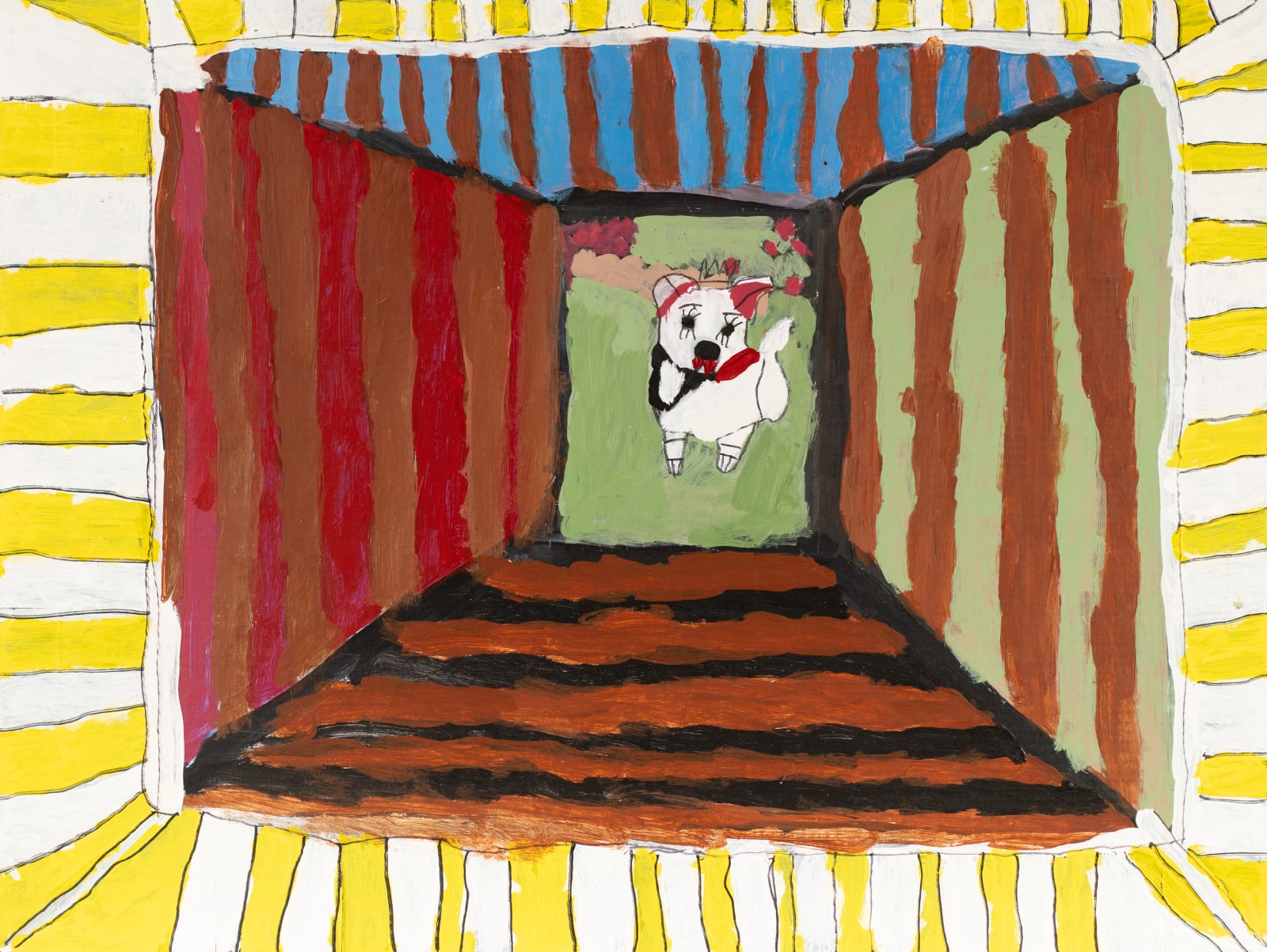 Jean Wilson, Untitled (White Dog and Stripes), n.d.