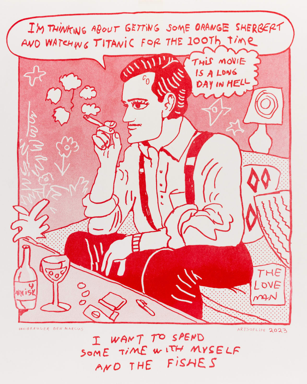 David Krueger with Ben Marcus, Love Man Print 2, 2023
