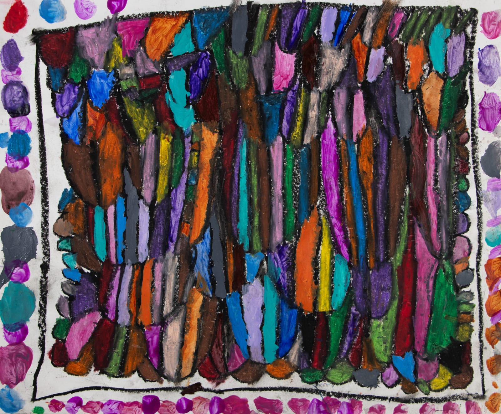 Marcus Imani Kennedy, Rainbow Pattern and Outlined Shapes and Dots, 2021