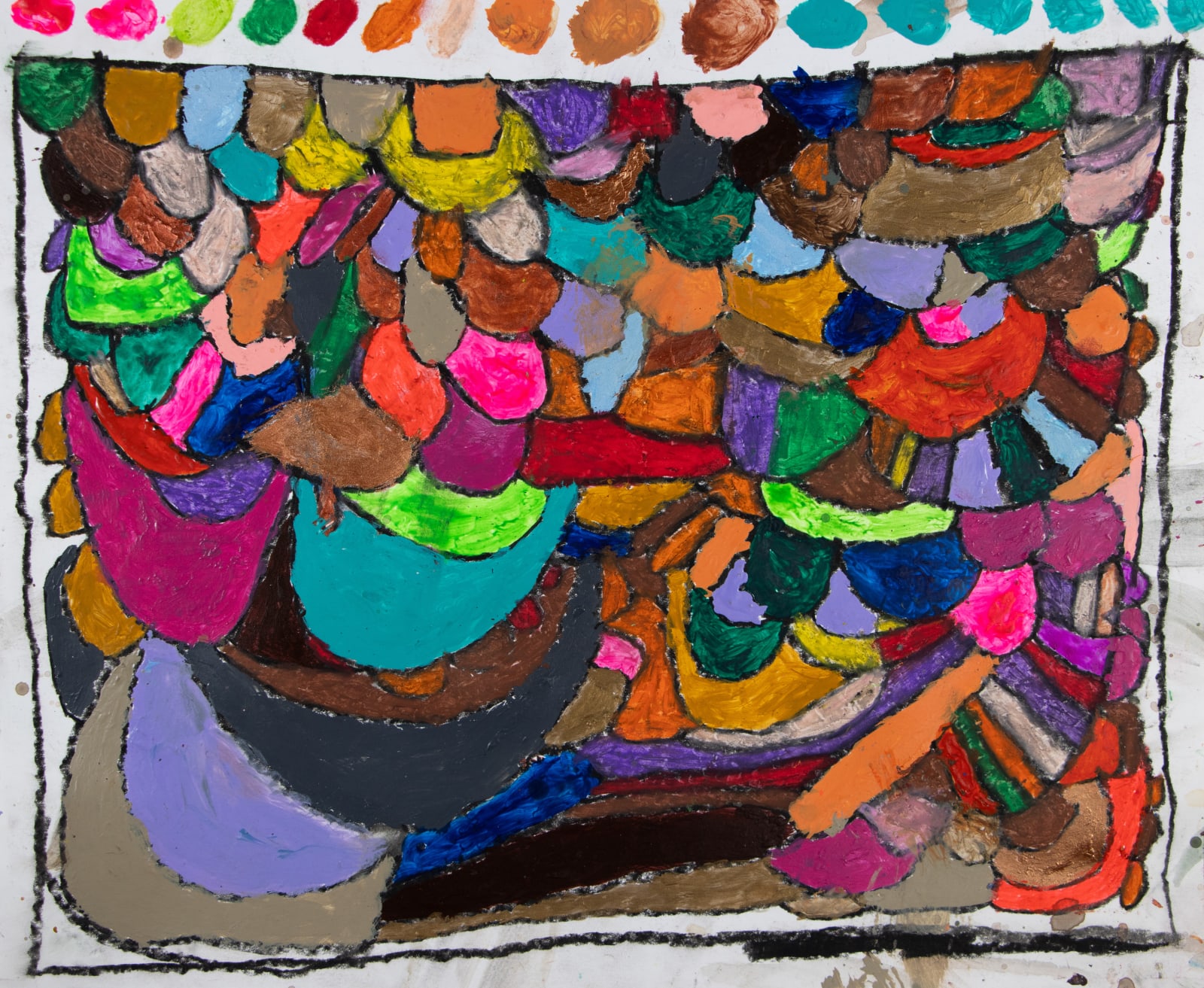 Marcus Imani Kennedy, Outline Shapes and Rainbow Stripes Dots, 2021