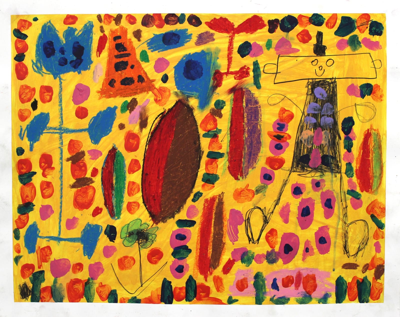Marcus Imani Kennedy, Tulip and Flowers Rectangle Person Leaves and Dots and Triangles , 2021