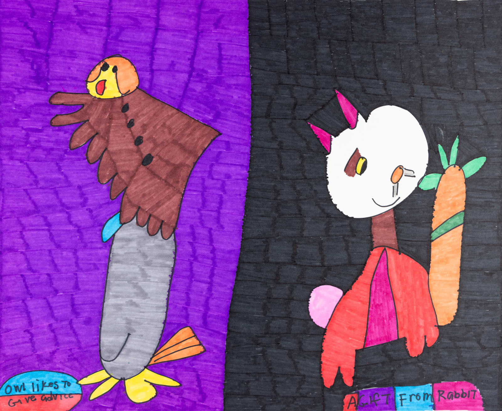Maria Vanik, Owl Likes to Give Advice, A Gift from Rabbit, 2022