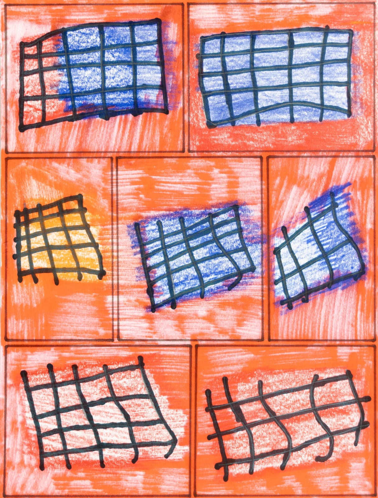 Kelly Stone, Blue and Orange and Blue and Orange and red, 2024