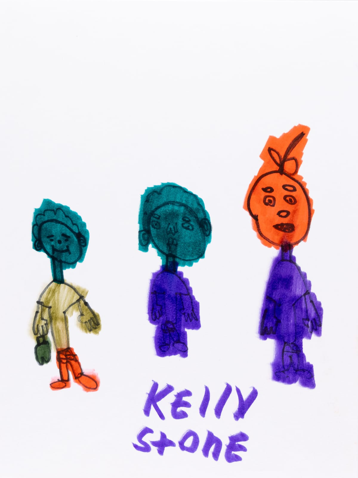 Kelly Stone, Untitled (Three figures, one with a Cherry Head), 2023