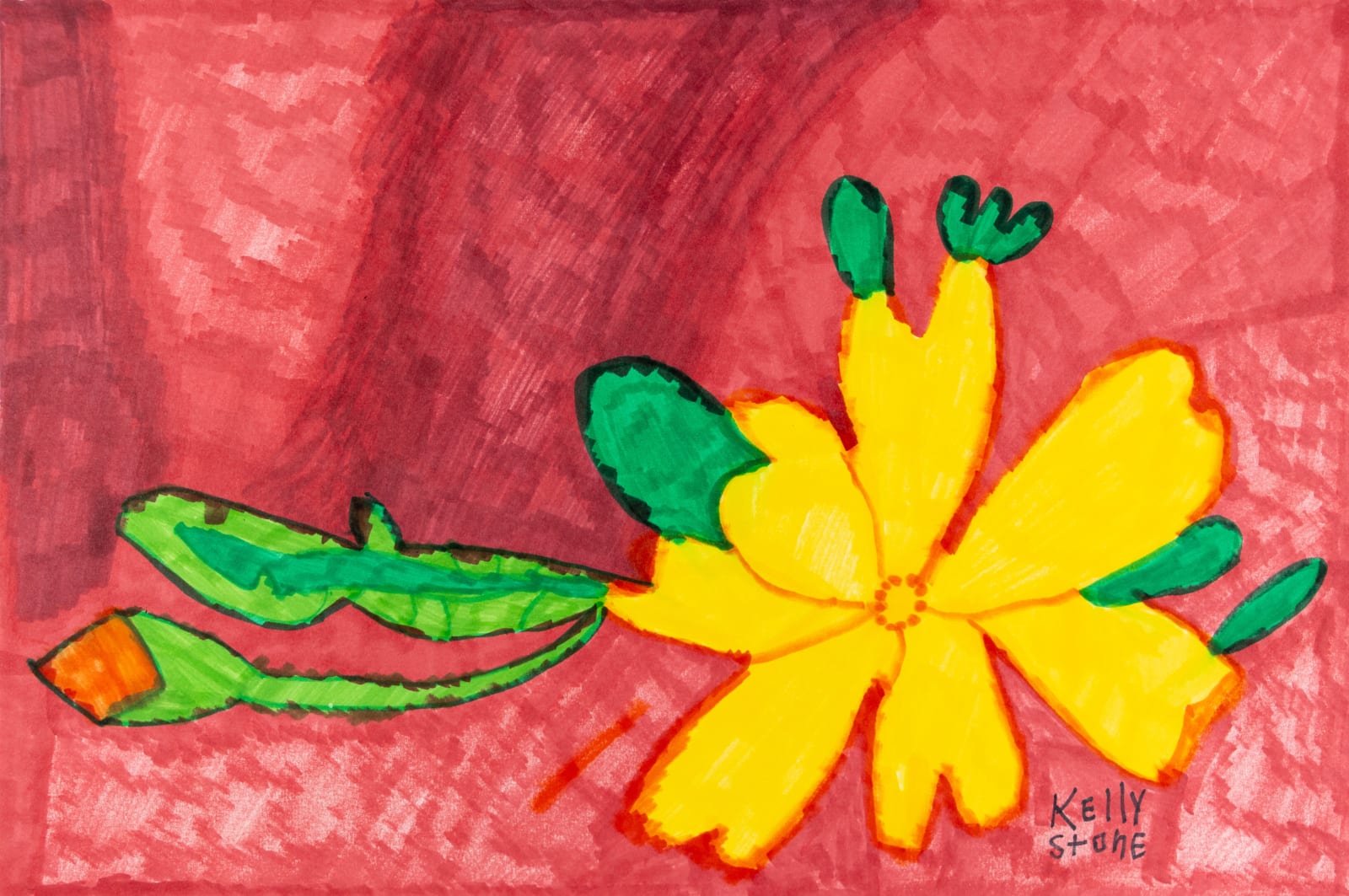 Kelly Stone, Yellow Flower Green Leaves, 2018