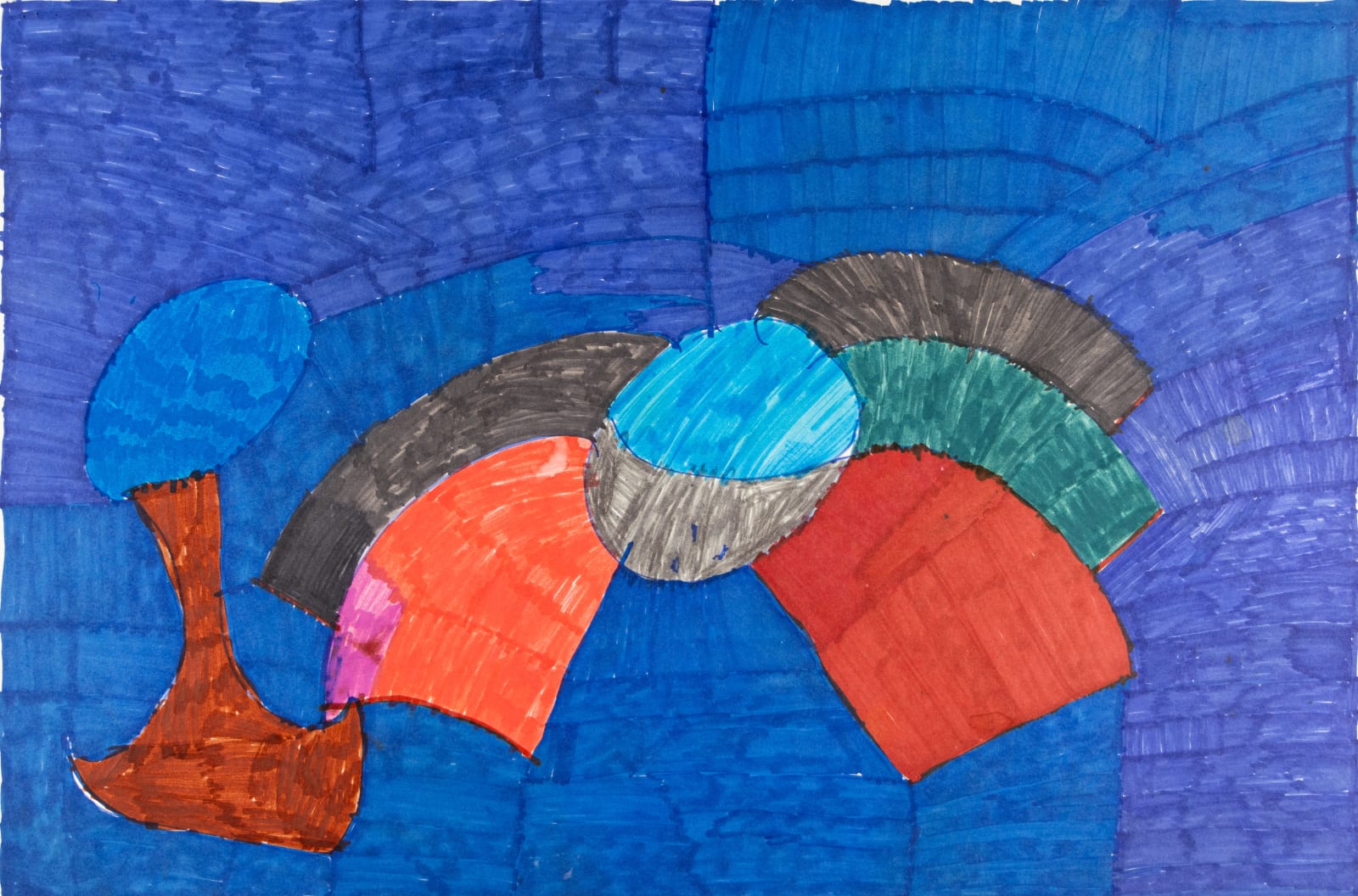 Maria Vanik, Blue and Spiders, 2019