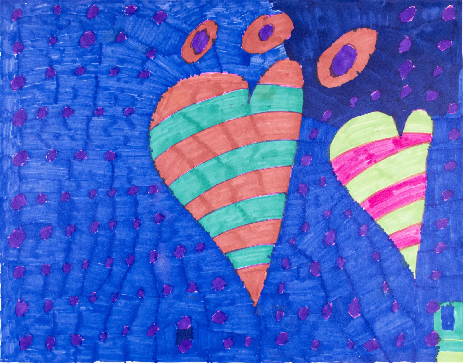 Maria Vanik, Blue and Purple Heart, 2018