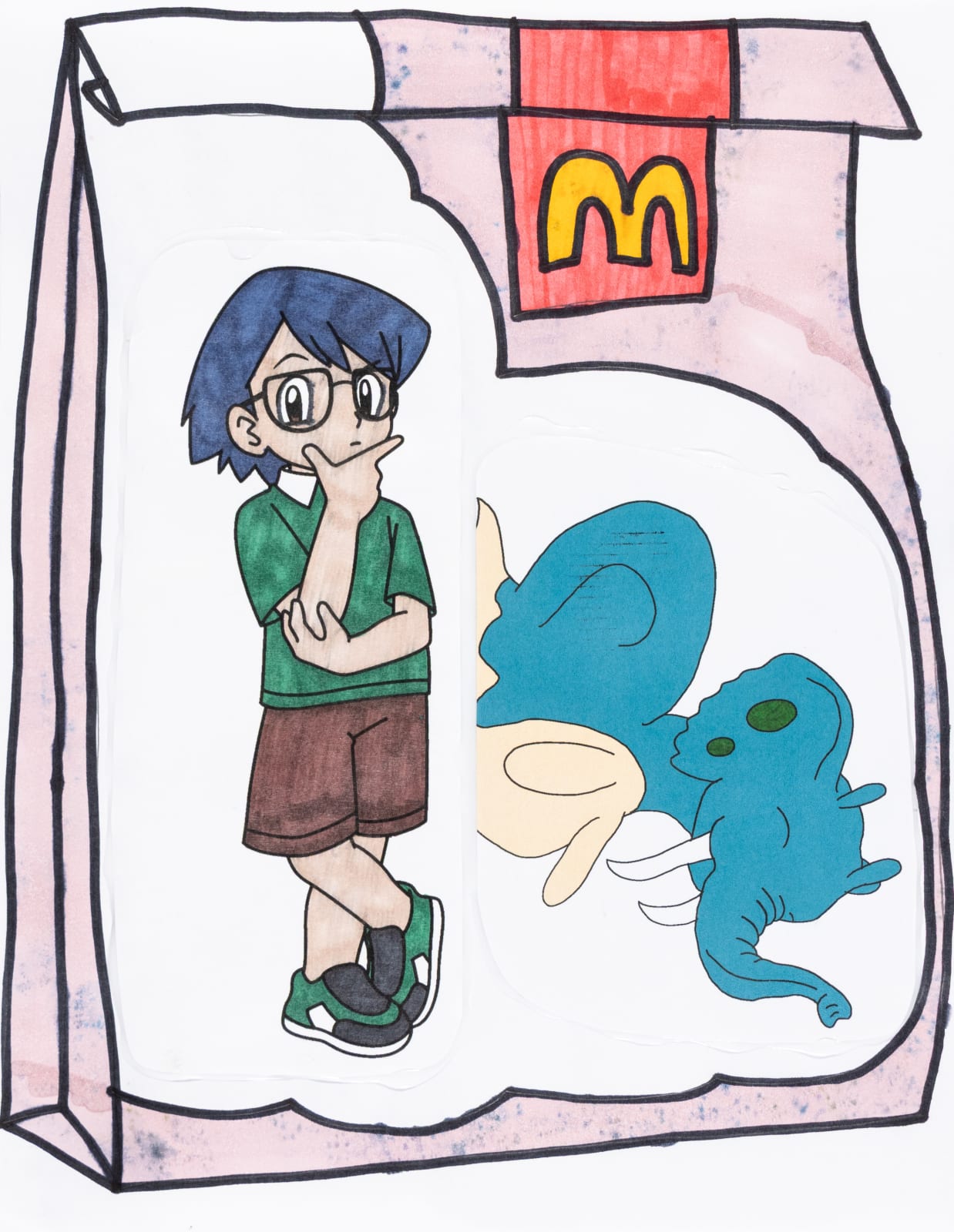 Noel Herrera, Max, Elephant Snail, McDonald's Bag, 2025