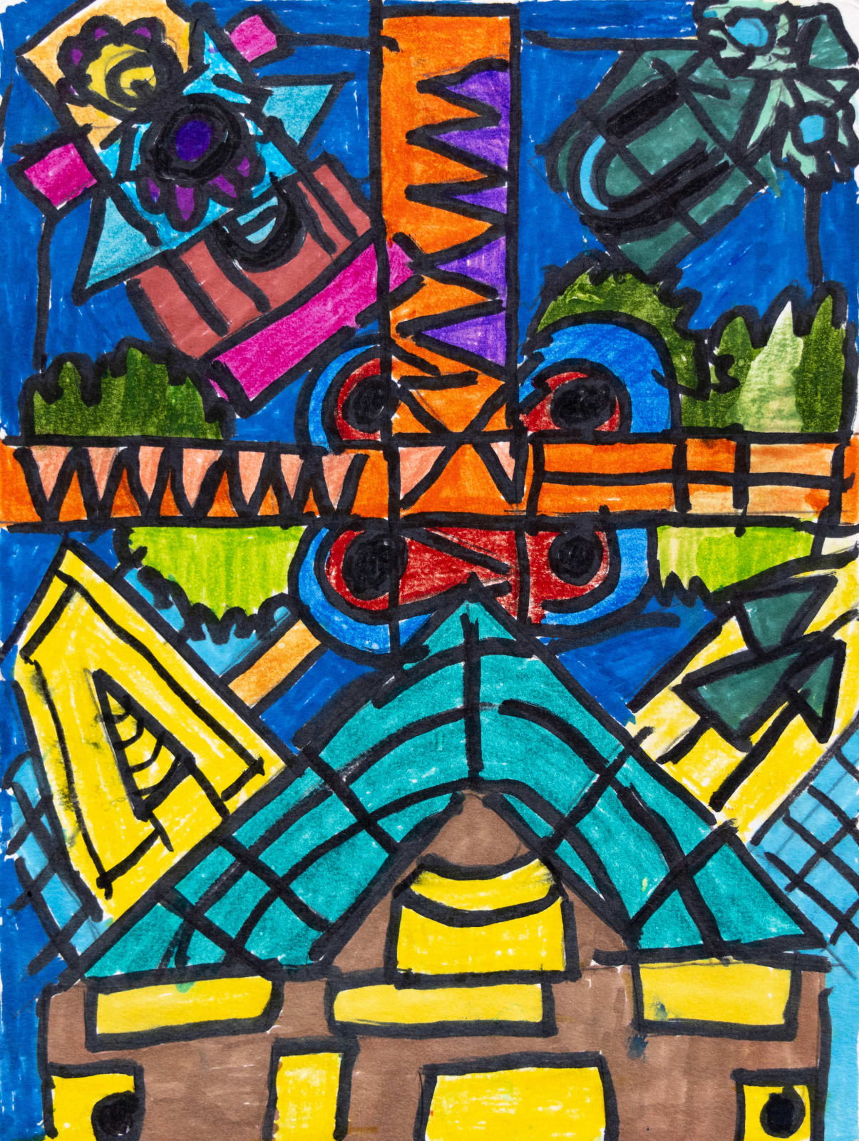 David Krueger, Untitled (Yellow and Brown Pyramid), n.d.