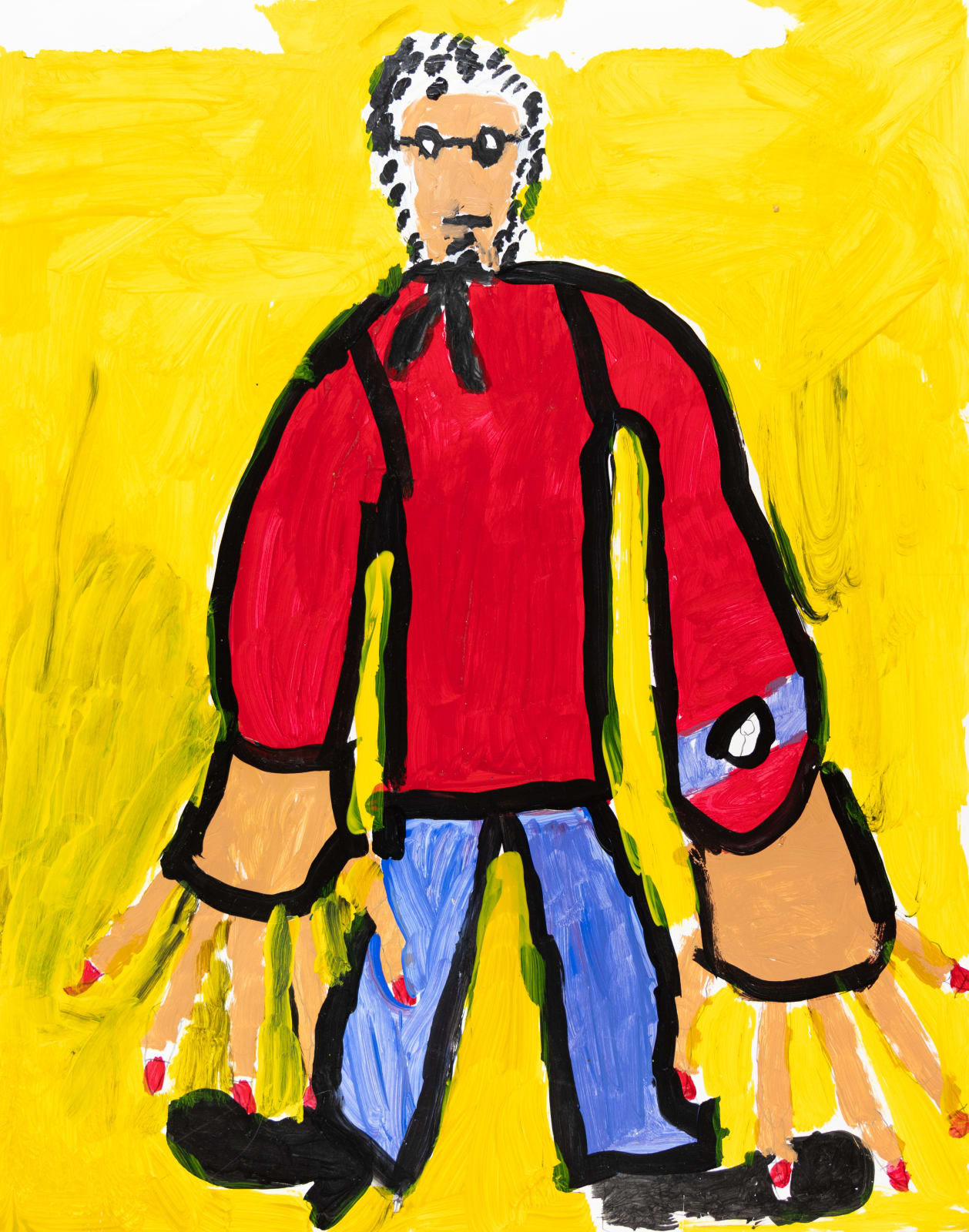 Jean Wilson, Untitled (Red Shirt, Big Hands), 2019