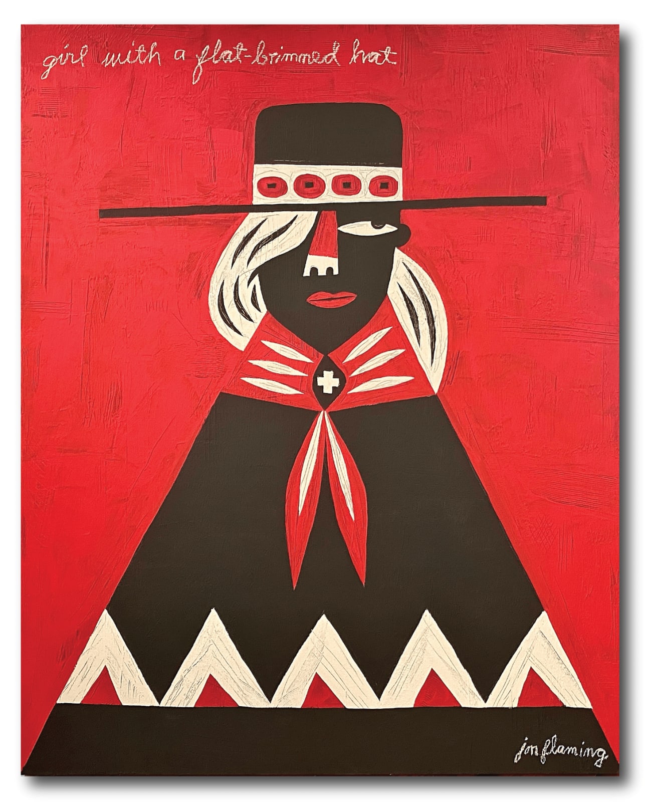 Jon Flaming, Girl with Flat-Brimmed Hat, 2024