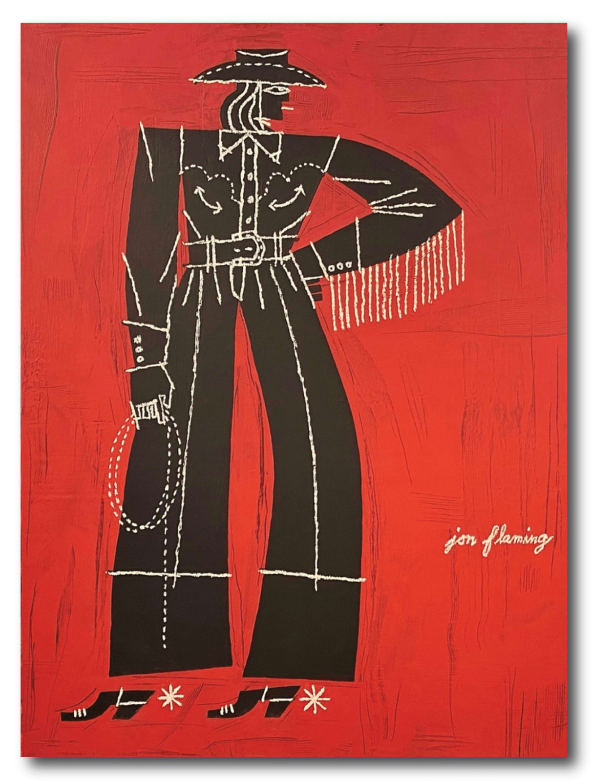Jon Flaming, Cowgirl with Western Fringe (red), 2023
