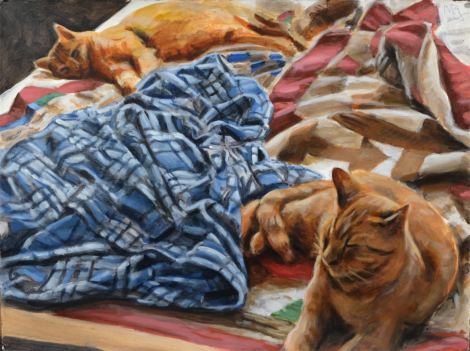 Ron Crouch, Lounging Cats (version 2), 2020