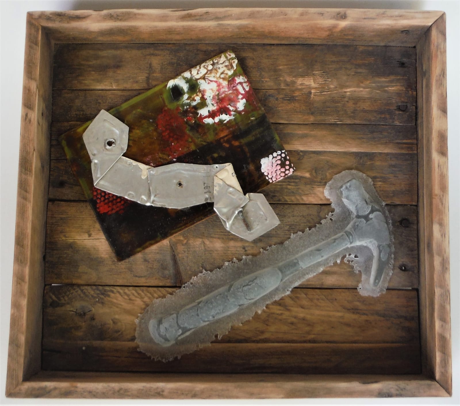 Aly Carrill Grober, Artifact No.1: Smashed Metal object and Hammer, 2020