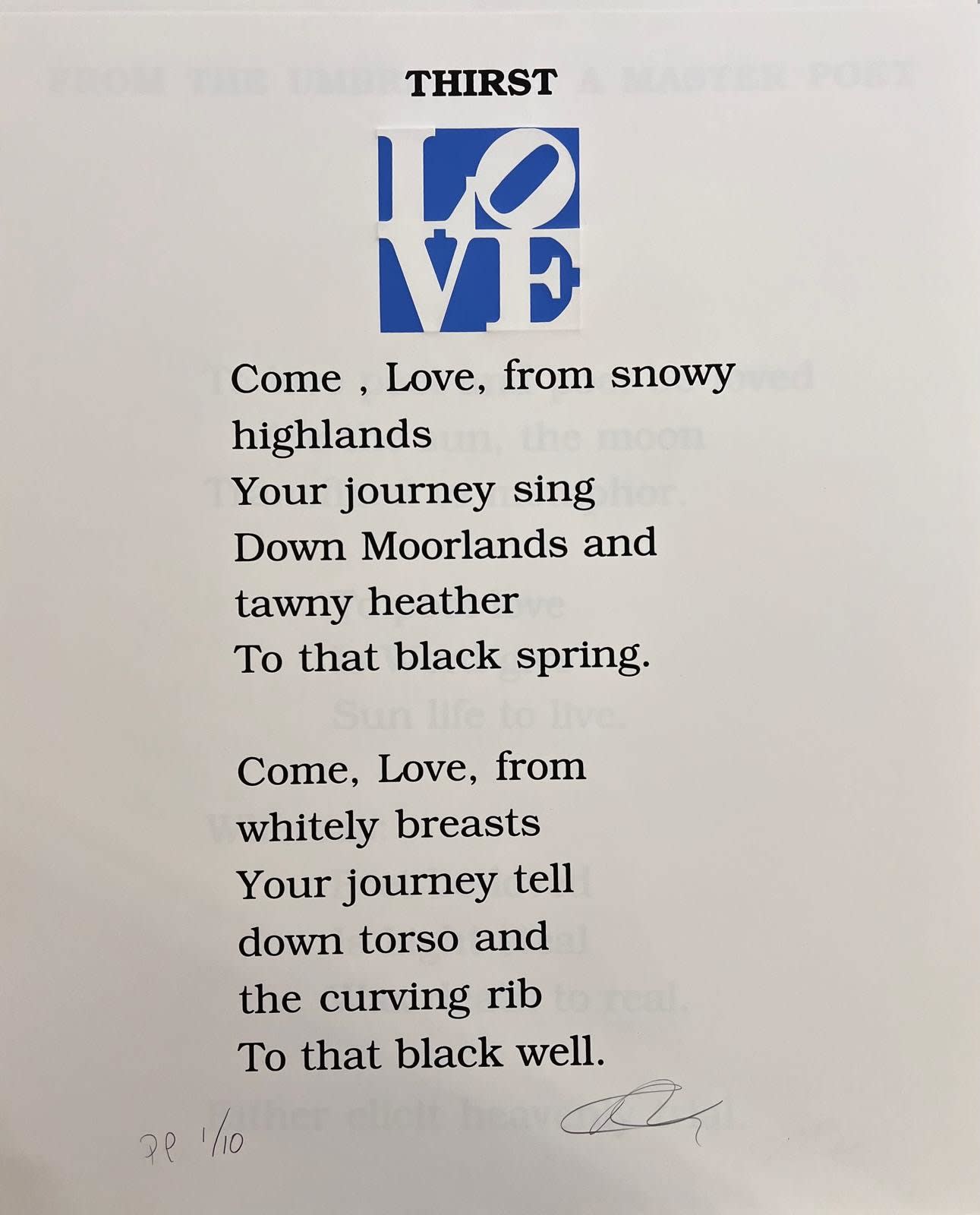 Robert Indiana, Poem Love - Thirst, 1996