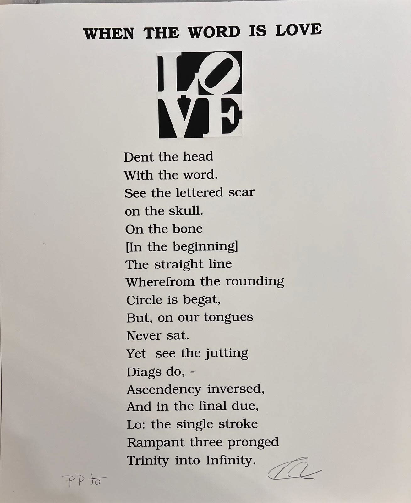Robert Indiana, Poem Love - When the word is love, 1996