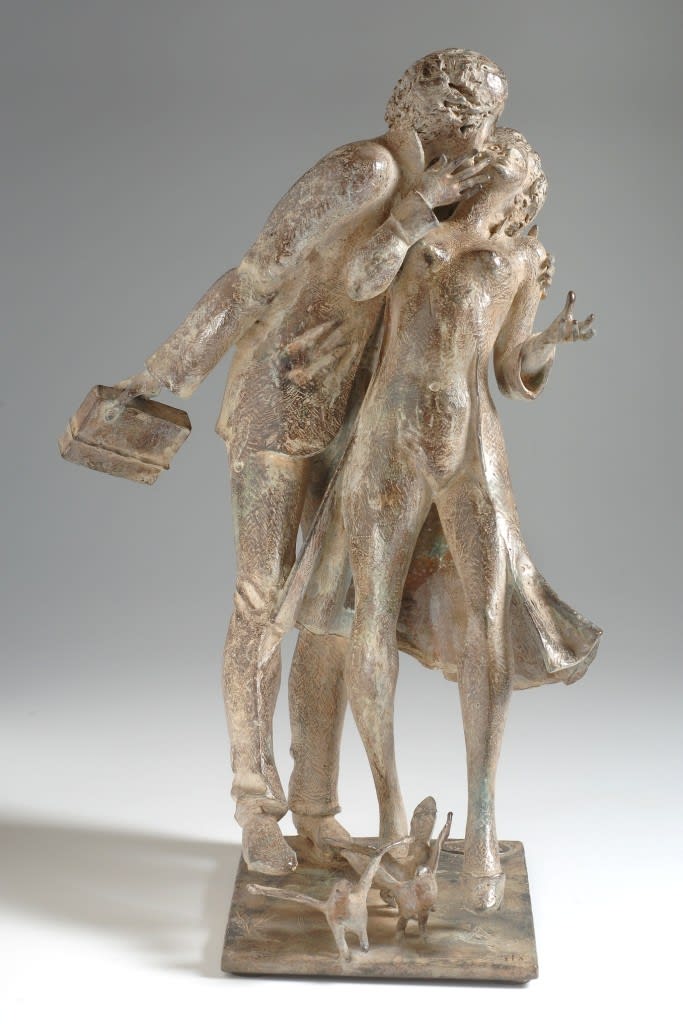 invité, rené julien, sculpture, bronze, art thema, heyi gallery, couple, love, romance, kiss, sensual