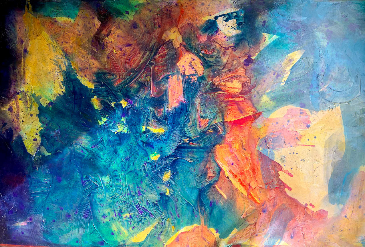 morrison, peinture abstraites, couleur vivante, painting, acrylic, source, tropical, abstract, green, yellow, art thema heyi gallery, art, brussel