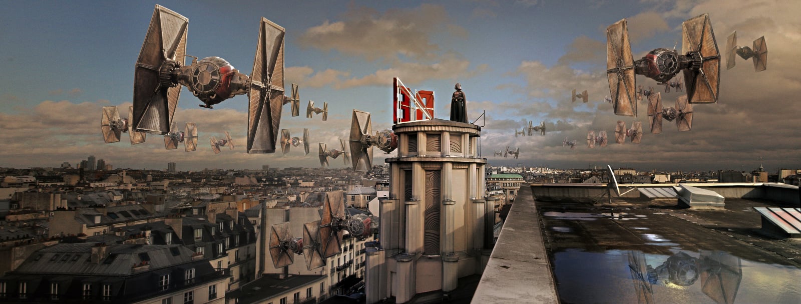 Star Wars, attaque du Grand Rex Paris, tirage limité, cadeau de Noël original, art contemporain, photo artistique, fan art Star Wars, Paris illuminé, scène épique, guerre intergalactique, création visuelle, décoration murale, collection d'art, univers Star Wars, Laurent Pons, galerie d’art, édition limitée, idée cadeau Noël, photographie de collection