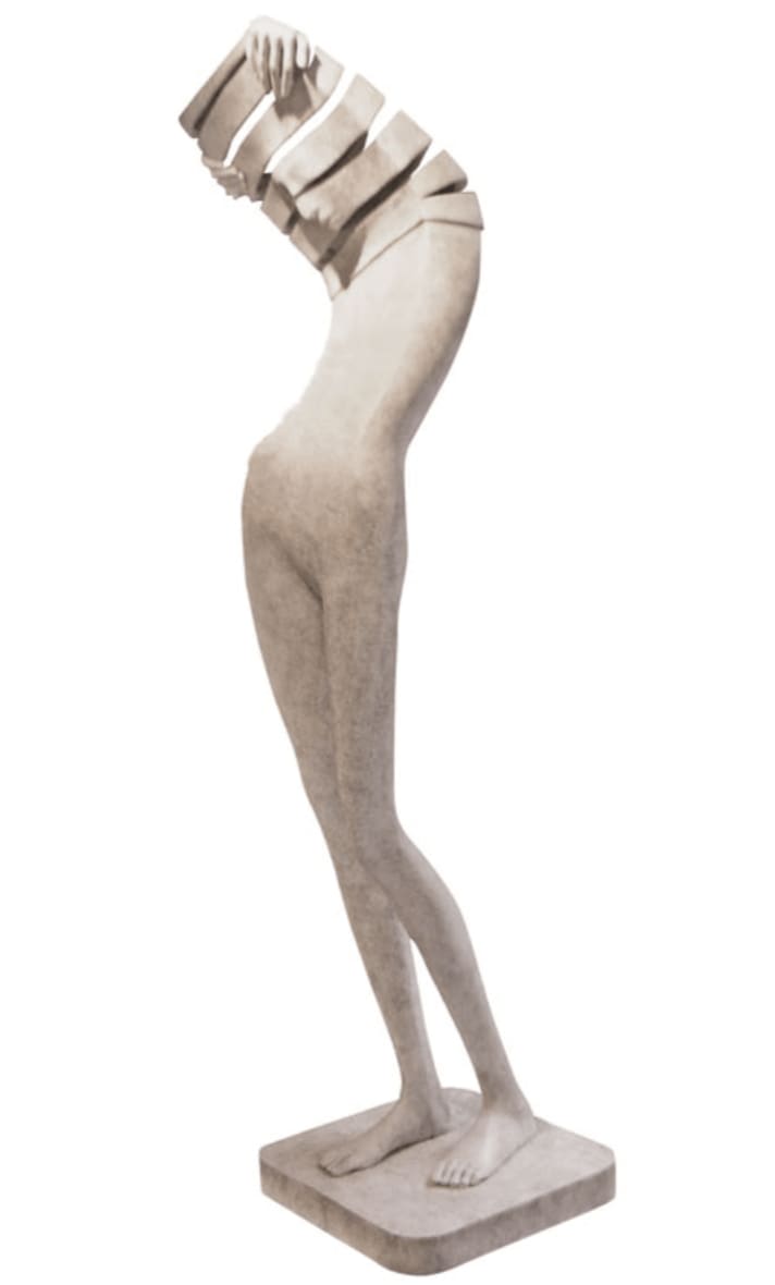 Intimidad, isabel miramontes, miramontes, sculpture en bronze, sculpture art, sculpture figurative, sculpture dynamique, sculpture femme, fille élégante, sculpture minimalisme, sculpture contemporaine, art contemporain, design d'intérieur, art design, art décoration, décoration de salon, art theme heyi, galerie d'art bruxelloise