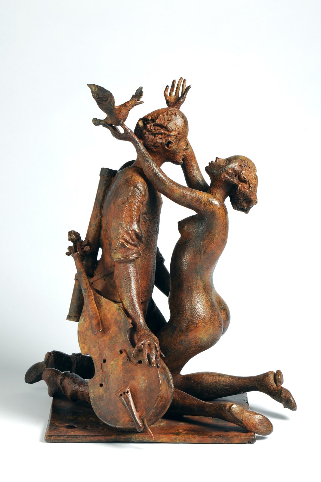 L'offrande musicale, René Julien, sculpture bronze, sculpture classique, sculpture contemporaine, sculpture de couple, sculpture d'amour, sculpture de danse, sculpture art, art déco, décoration d'intérieur, décoration d'intérieur, décoration bibliothèque, bureau décoration, galerie art thema heyi, galerie d'art de bruxelles