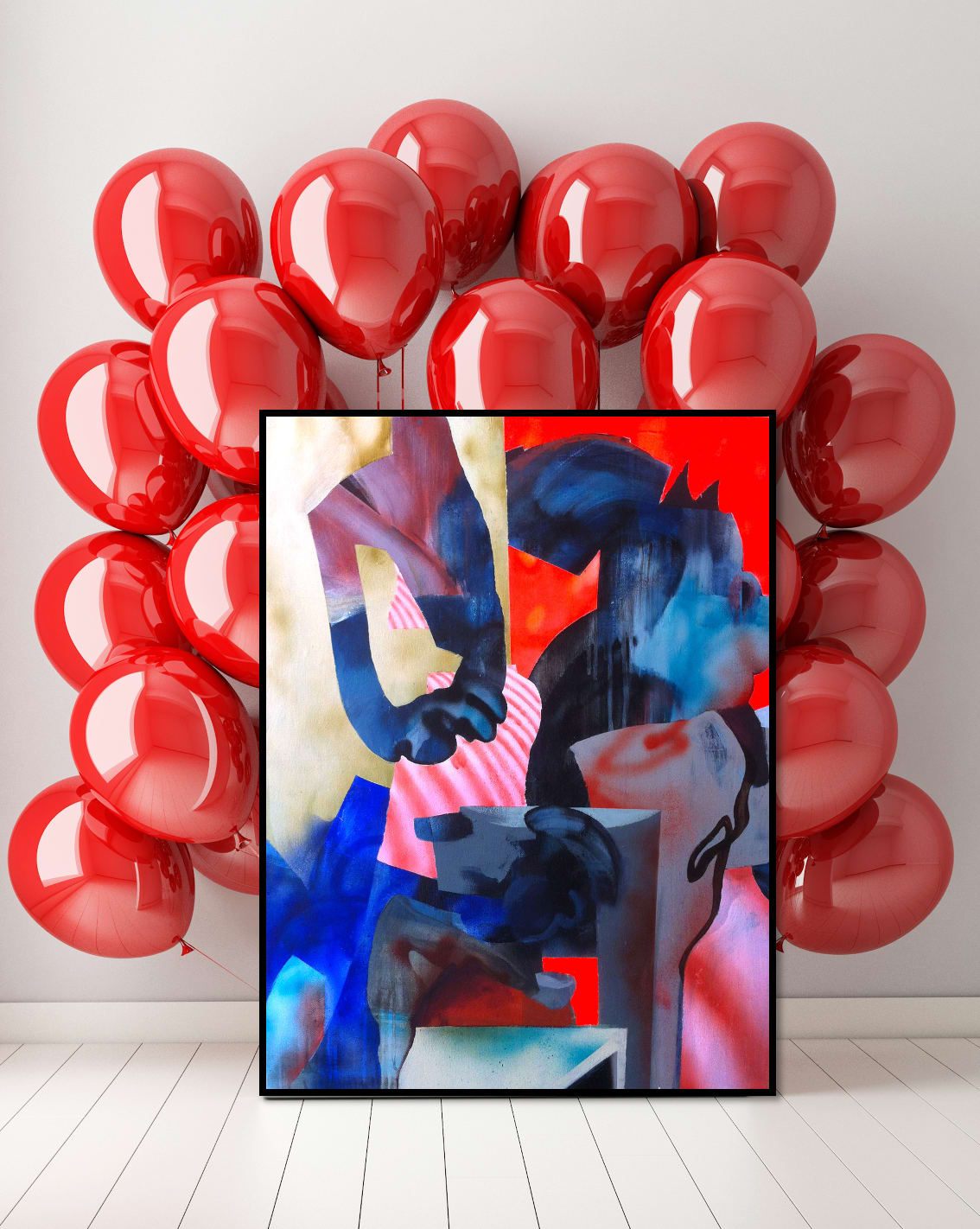 Beauty and beast, red, BLO, JAW, Street art, love, colorful, joyful, acrylic painting, street art, abstract painting, contemporary pop art, Art Thema Heyi Gallery, Brussels