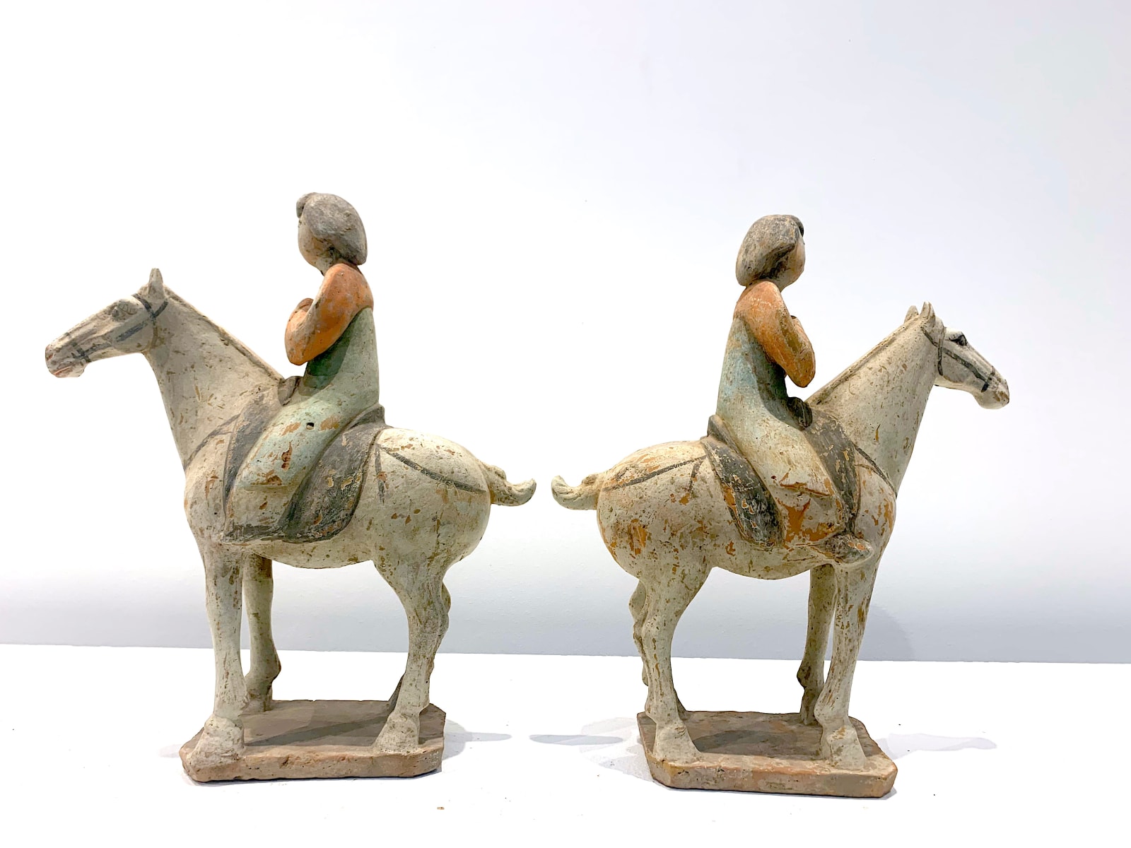 Chinese Antiques 中国古董, A Pair of Painted Pottery Figure of A 