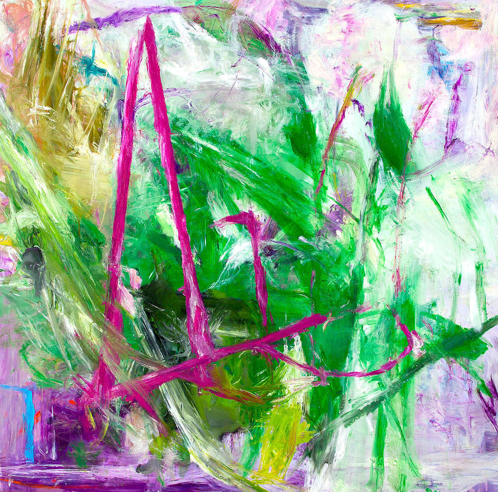 Perspective of the body fall, voir rien, violet, blanc, vert, coloré, peinture abstraite, peinture acrylique, peintre à huile, mouvement, ligne, Naoko WATANABE, peinture japonaise, art asiatique contemporain, peinture japonaise contemporaine, romance, floraison, art thema heyi gallery, Bruxelles