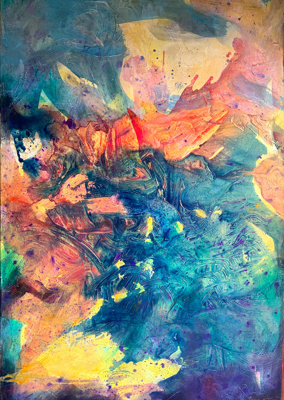 morrison, painting, acrylic, source, tropical, abstract, green, yellow, art thema heyi gallery, art, brussel