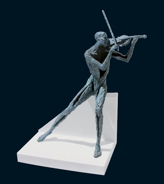 art thema, artthema, art, thema, van den abeele, violoniste assis, bronze, sculpture, galerie d'art, galerie d'art belge, galerie d'art bruxelloise
