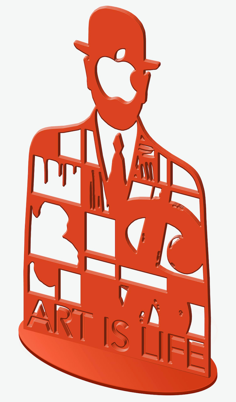 speedy graphito, speedy, graphito, street art, street artist, magritte, magritte style, sculpture, contemporary sculpture, buy sculpture, buy art, art collection, street art collection, steel sculpture, red sculpture, red art, trendy, arty, good investment art, art leasing, leasing art, leasing sculpture, fiscal optimization, neo, french street artist, art thema, art thema gallery