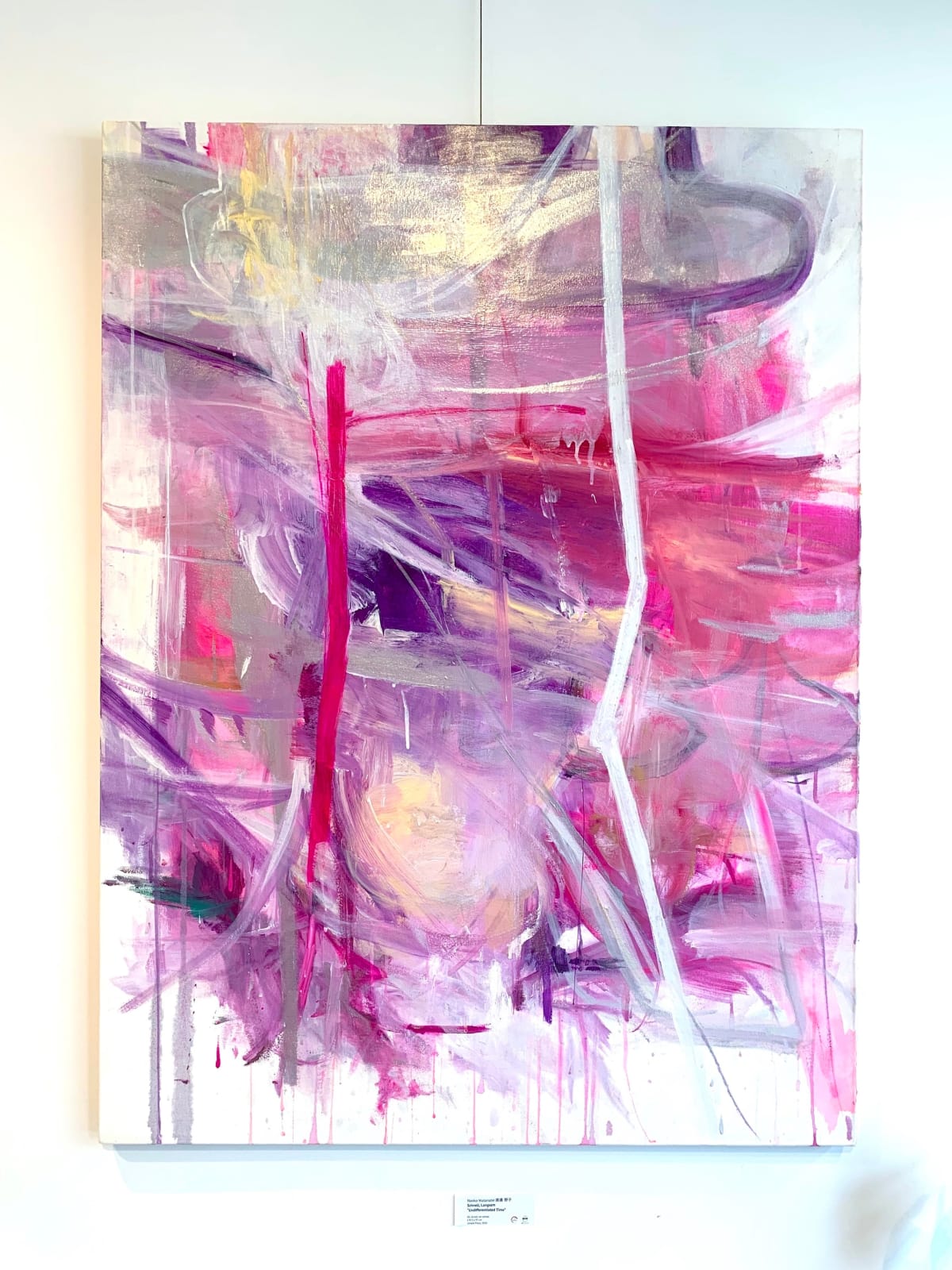 Schnell, Langsam, ongedifferentieerde tijd, snel, langzaam, paars, roze, abstracte schilderkunst, acrylverf, olieverfschilderij, beweging, lijntekeningen, Naoko WATANABE, Japanse schilderkunst, hedendaagse Aziatische kunst, hedendaagse Japanse schilderkunst, romantiek, bloeiend, art thema heyi galerij, Kunstgalerij Brussel