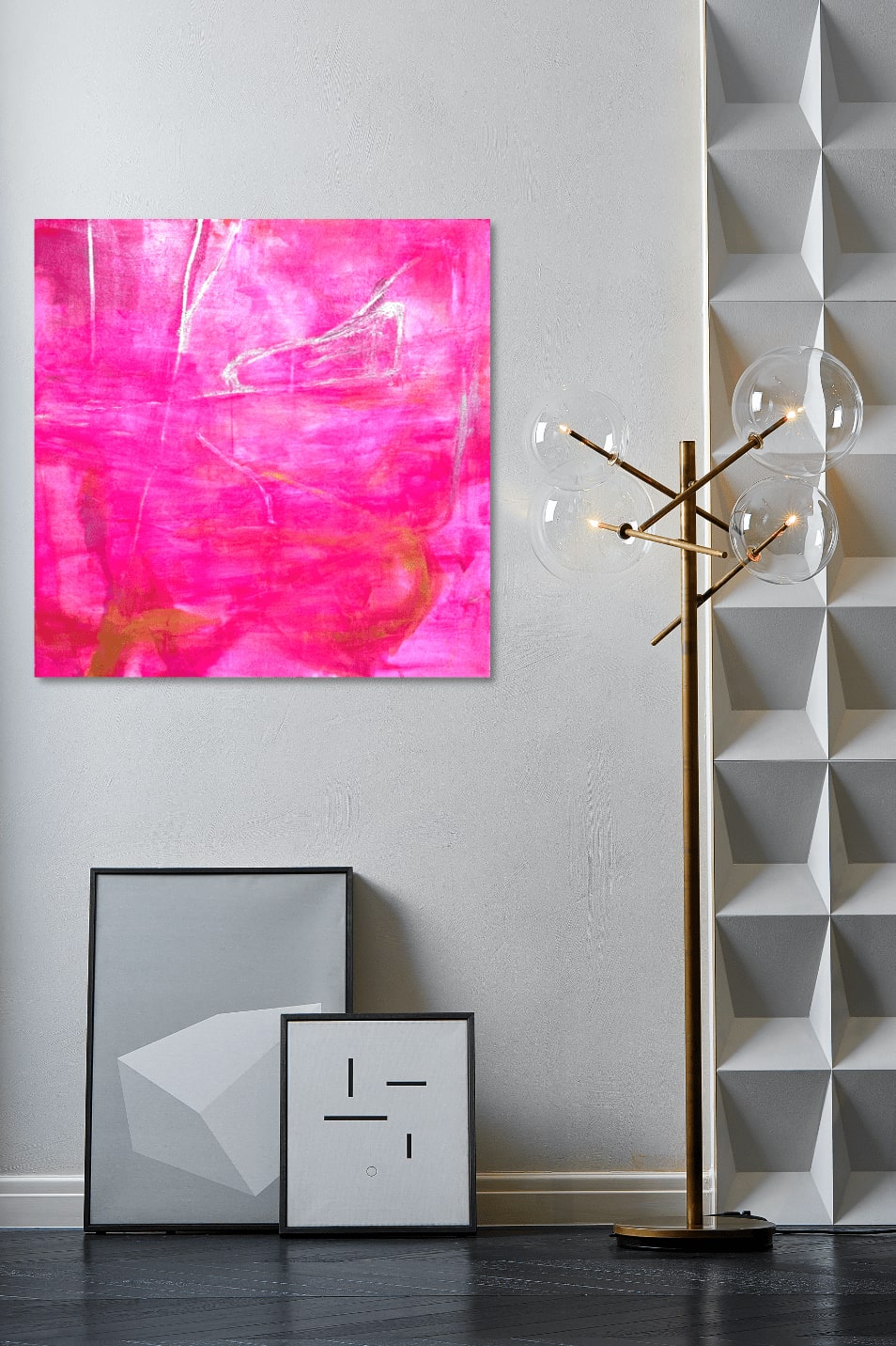 Zwevend of doorsturen, roos, abstract schilderij, acryl schilderen, beweging, lijn, Naoko WATANABE, Japanse schilderkunst, hedendaagse Aziatische kunst, hedendaagse Japanse schilderkunst, romantiek, bloei, galerie art thema heyi, Brussel